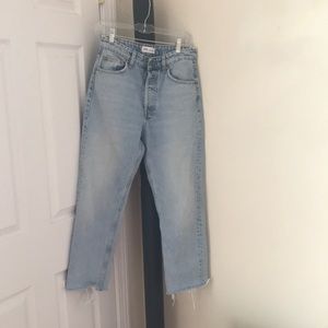 Zara light wash straight leg high rise jeans